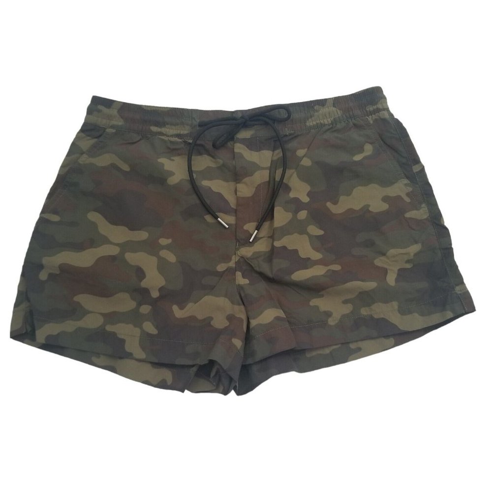 American Eagle Outfitters Women's High Waist Camo Shorts - Green Brown